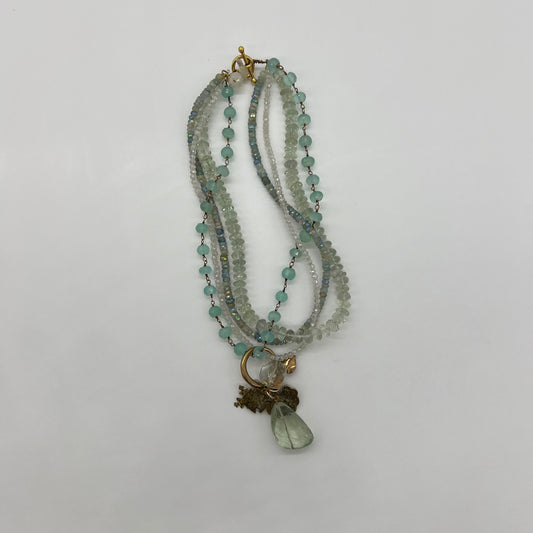 Moonstone Necklace with Green Quartz Pendant