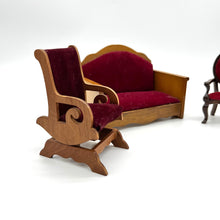 Load image into Gallery viewer, Vintage Spooky Miniature Red Velvet Living Room Set
