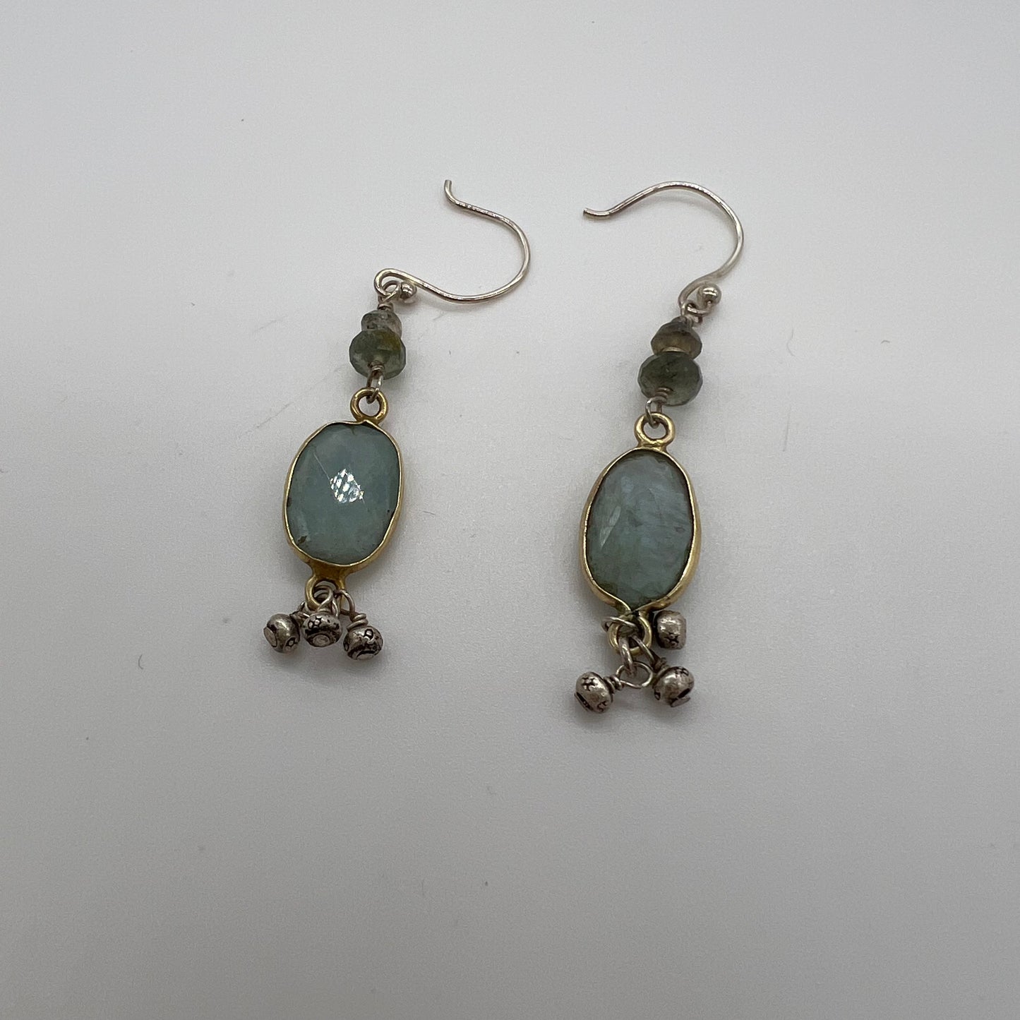 Blue Stone Beaded Dangle Earrings