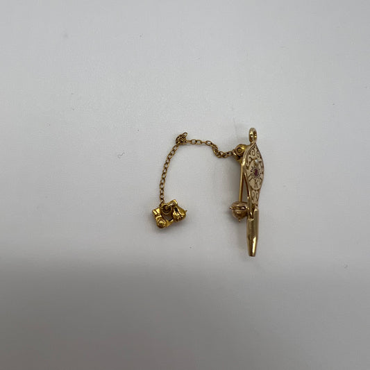 1959 10k Gold with Ruby and Pearl Pi Kappa Delta Pin