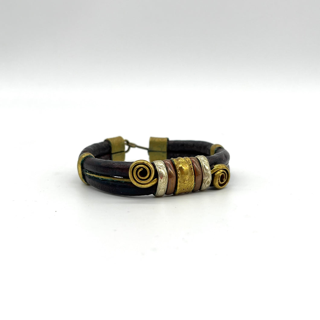 Leather and Brass Bracelet