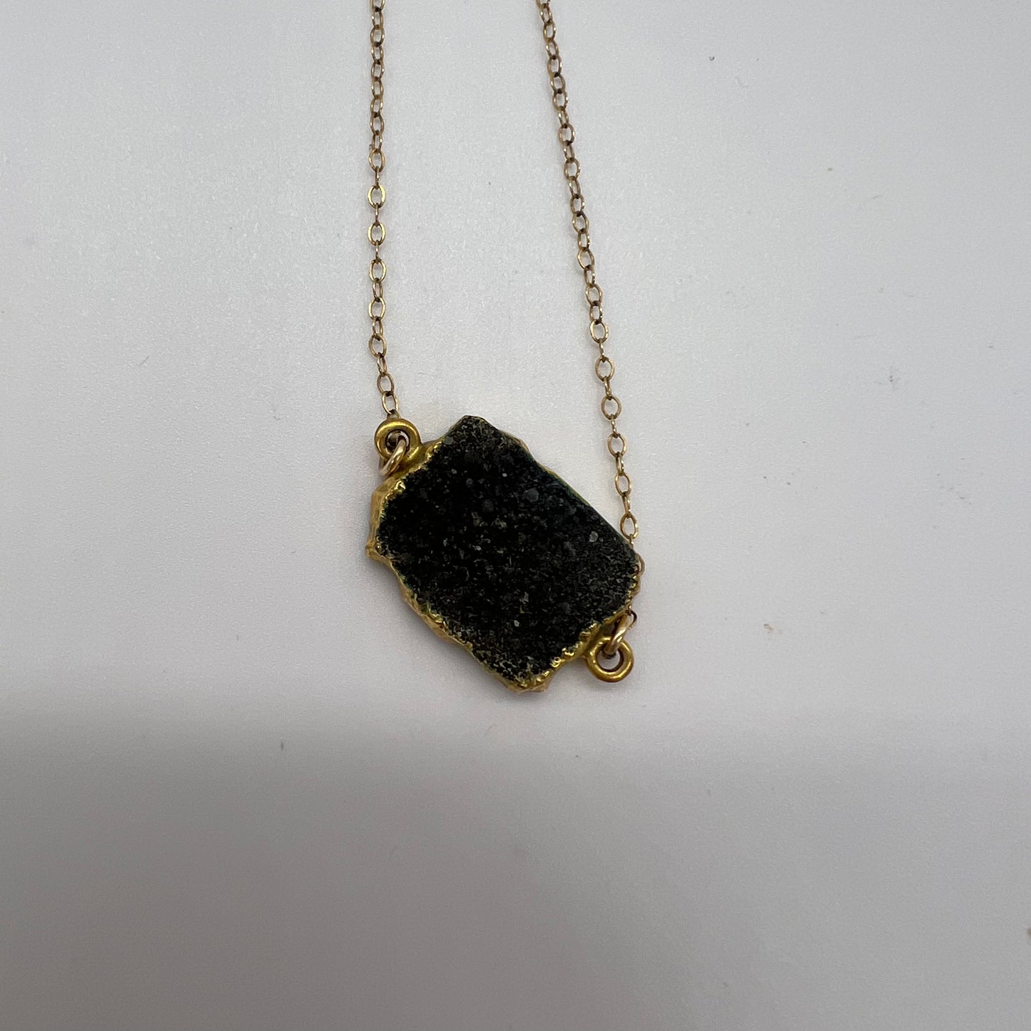 Black Geode Pendant Necklace