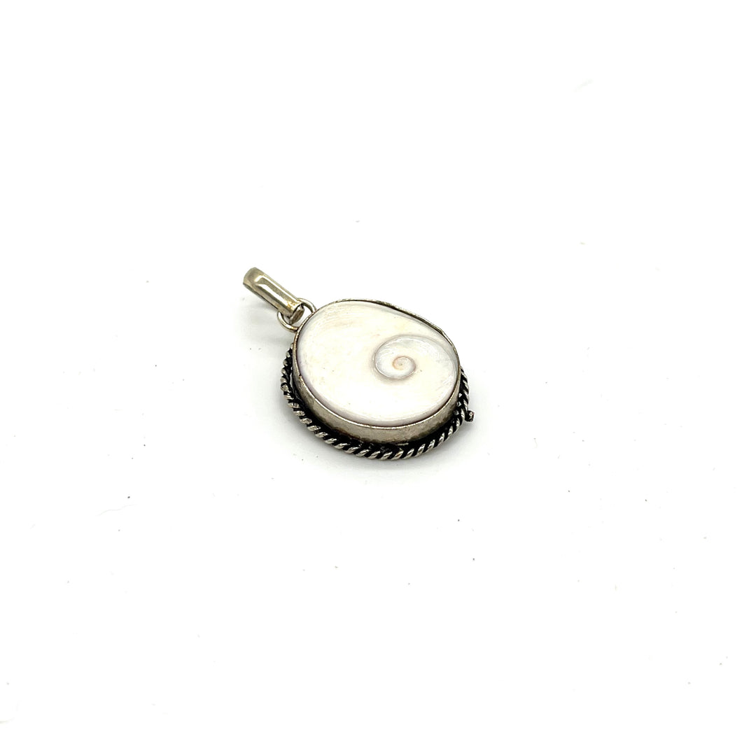 Sterling and Shell Shiva's Eye Pendant