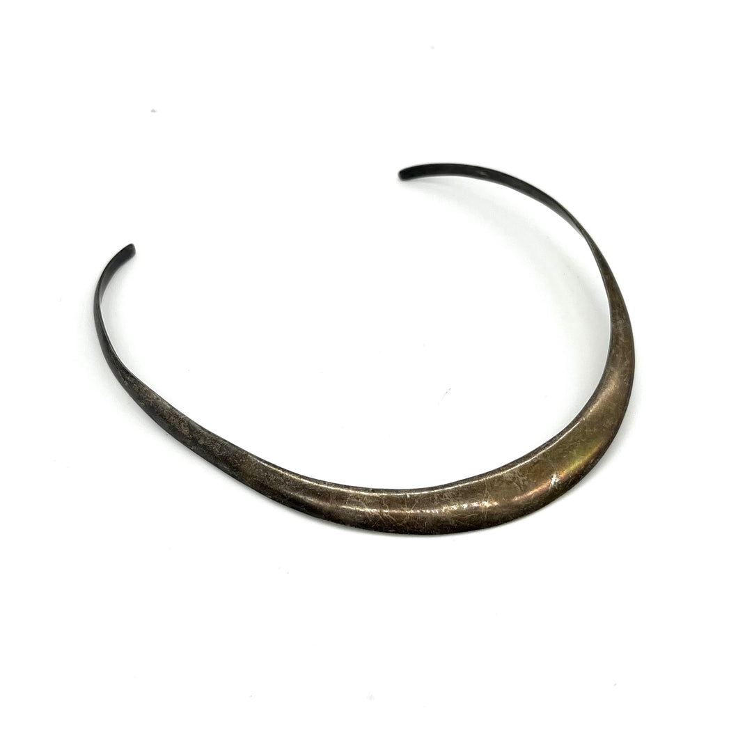 Sterling Choker Solid Necklace Signed TV-95