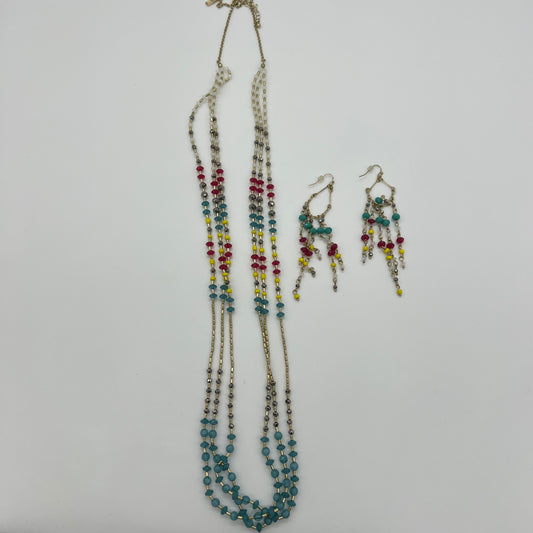Matching Bright Beaded Necklace and Earrings