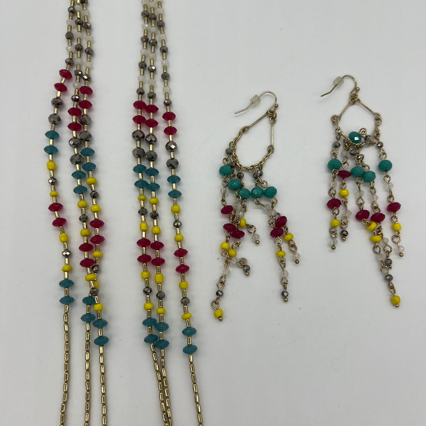 Matching Bright Beaded Necklace and Earrings