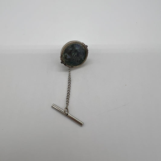 Sterling and Roman Glass Tie Tack