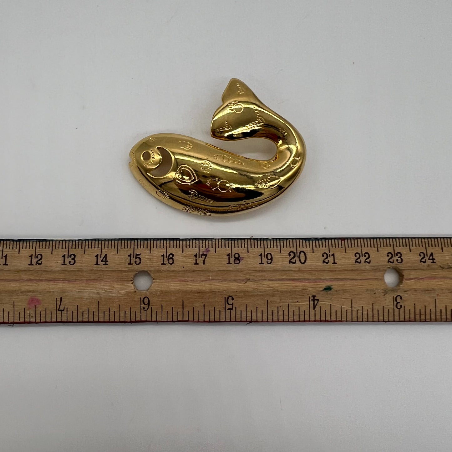 Trifari Gold Etched Fish Pin