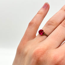 Load image into Gallery viewer, 10k Gold Ring with Synthetic Ruby (size 5)
