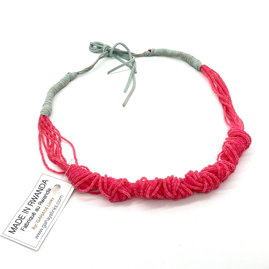 Rwanda Pink & Blue Beaded Necklace