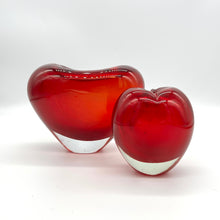 Load image into Gallery viewer, Blood Red Heart Hand Blown Sommerso Glass Vases
