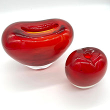 Load image into Gallery viewer, Blood Red Heart Hand Blown Sommerso Glass Vases
