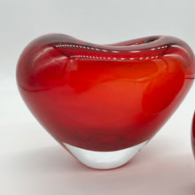 Load image into Gallery viewer, Blood Red Heart Hand Blown Sommerso Glass Vases
