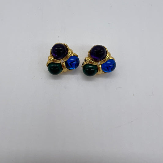 Trifari Cool-Tone Stone Earrings