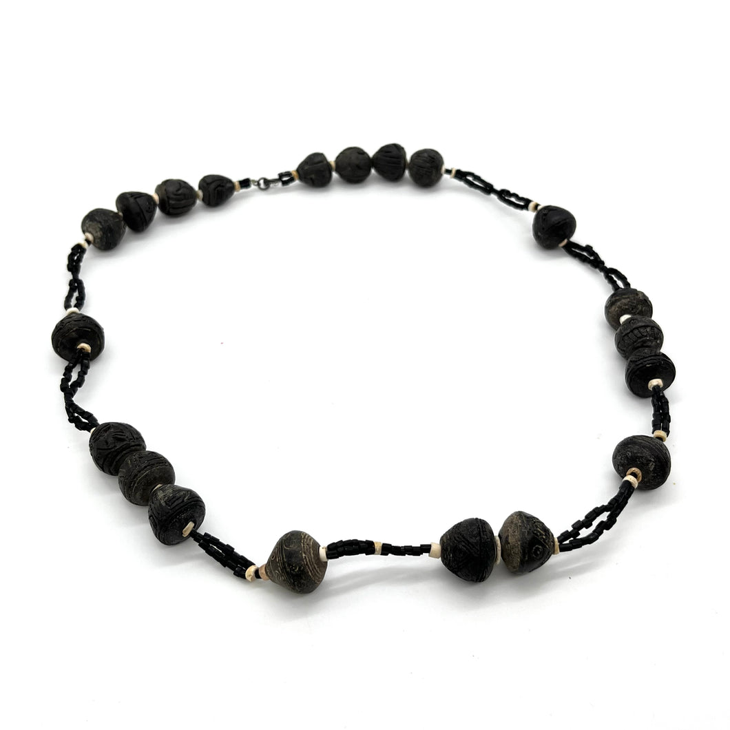 Ceramic Spindle Whole Bead Necklace