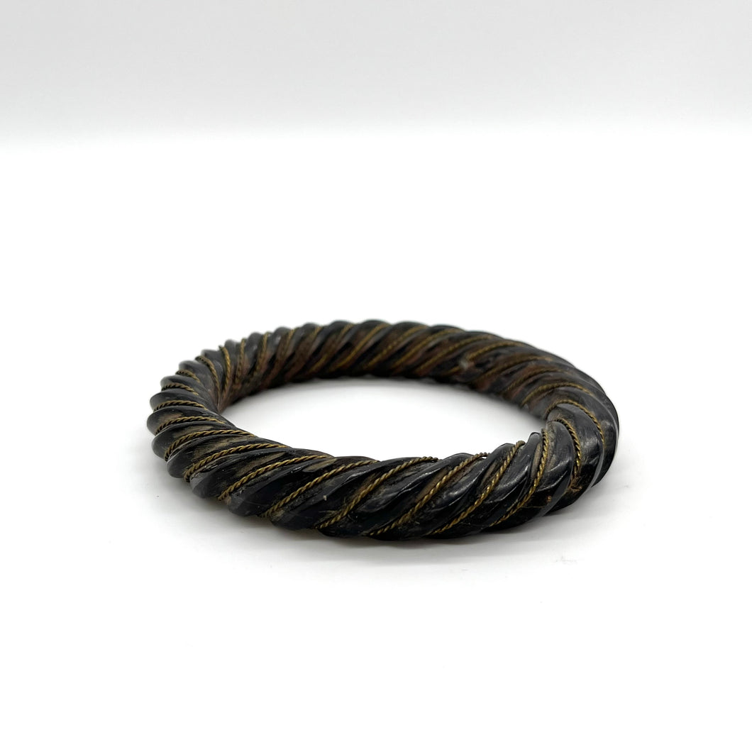 Ox Horn Bangle with Brass Wire Accent