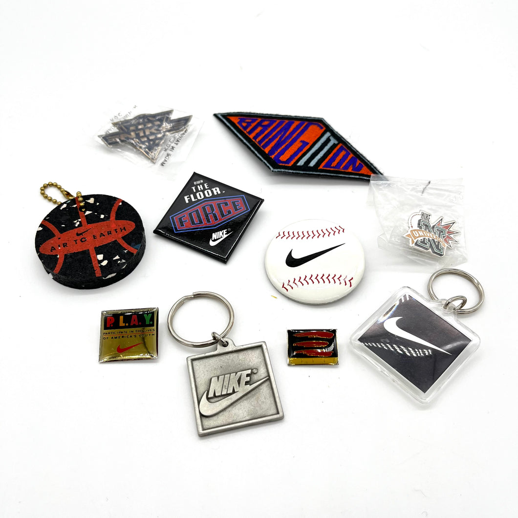 Set of Nike Memorabilia (pins, keychains, patch)
