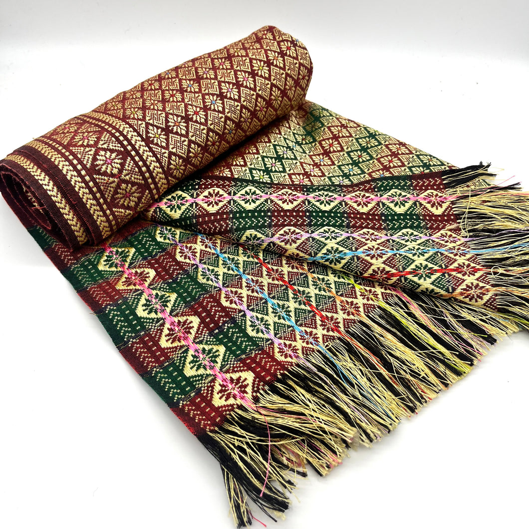 Luxurious Red, Green, & Gold Fabric (aprox 3'x5')