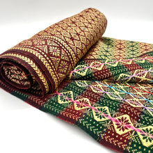 Load image into Gallery viewer, Luxurious Red, Green, &amp; Gold Fabric (aprox 3&#39;x5&#39;)
