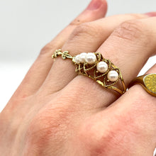Load image into Gallery viewer, 10k 5-Pearl Ring (size 6.5)
