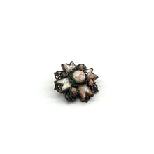 Load image into Gallery viewer, Vintage Pink Speckled Lucite Chevron Brooch (missing one stone)
