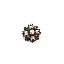 Load image into Gallery viewer, Vintage Pink Speckled Lucite Chevron Brooch (missing one stone)
