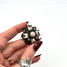 Load image into Gallery viewer, Vintage Pink Speckled Lucite Chevron Brooch (missing one stone)
