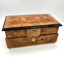 Load image into Gallery viewer, Vintage Reuge Burl Wood Jewelry Box (as-is)
