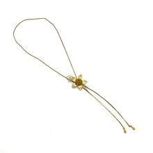 Load image into Gallery viewer, Mesh and Gold-toned Flower Bolo Tie
