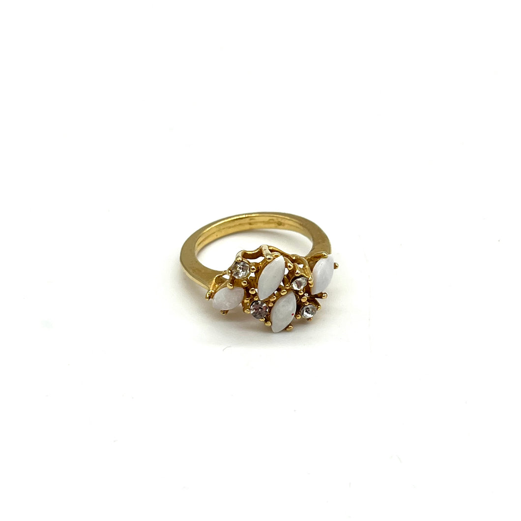 Uncas Gold-Toned Opal & Clear Stone Cocktail Ring (size 5)
