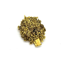 Load image into Gallery viewer, Gold-toned Flowers in Vase Brooch
